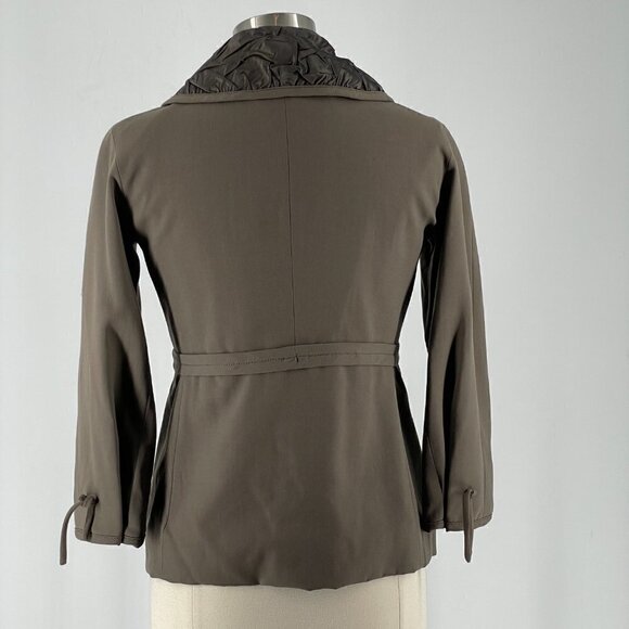 Marc by Marc Jacobs Wool-Blend Satin Collar Snap Front Waist Tie Blazer Green 6 - Picture 2 of 10